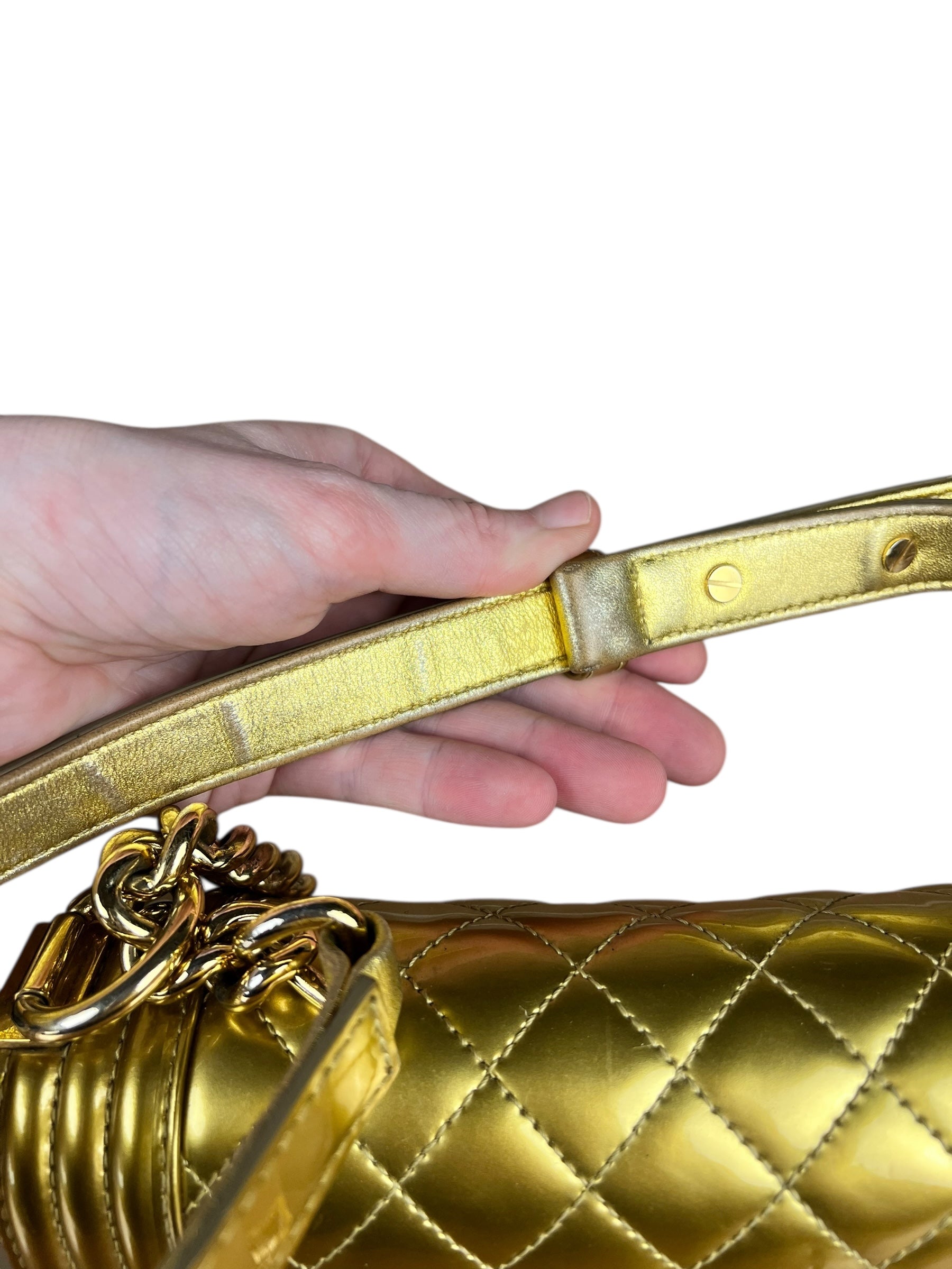 Chanel Gold Metallic CC Boy Bag 2014