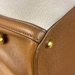 Miu Miu Beige/Brown Bicolor Leather Madras Handbag