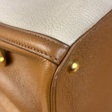 Miu Miu Beige/Brown Bicolor Leather Madras Handbag