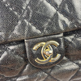 Chanel Black Caviar Quilted Coco Pleats Flap Two-Way Bag 2012