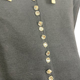 Christian Dior Black White Butterfly Collar Bow Tie Crystal Buttons Shirt