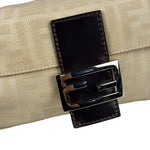 Fendi Vintage FF Ivory Canvas Baguette Shoulder Bag