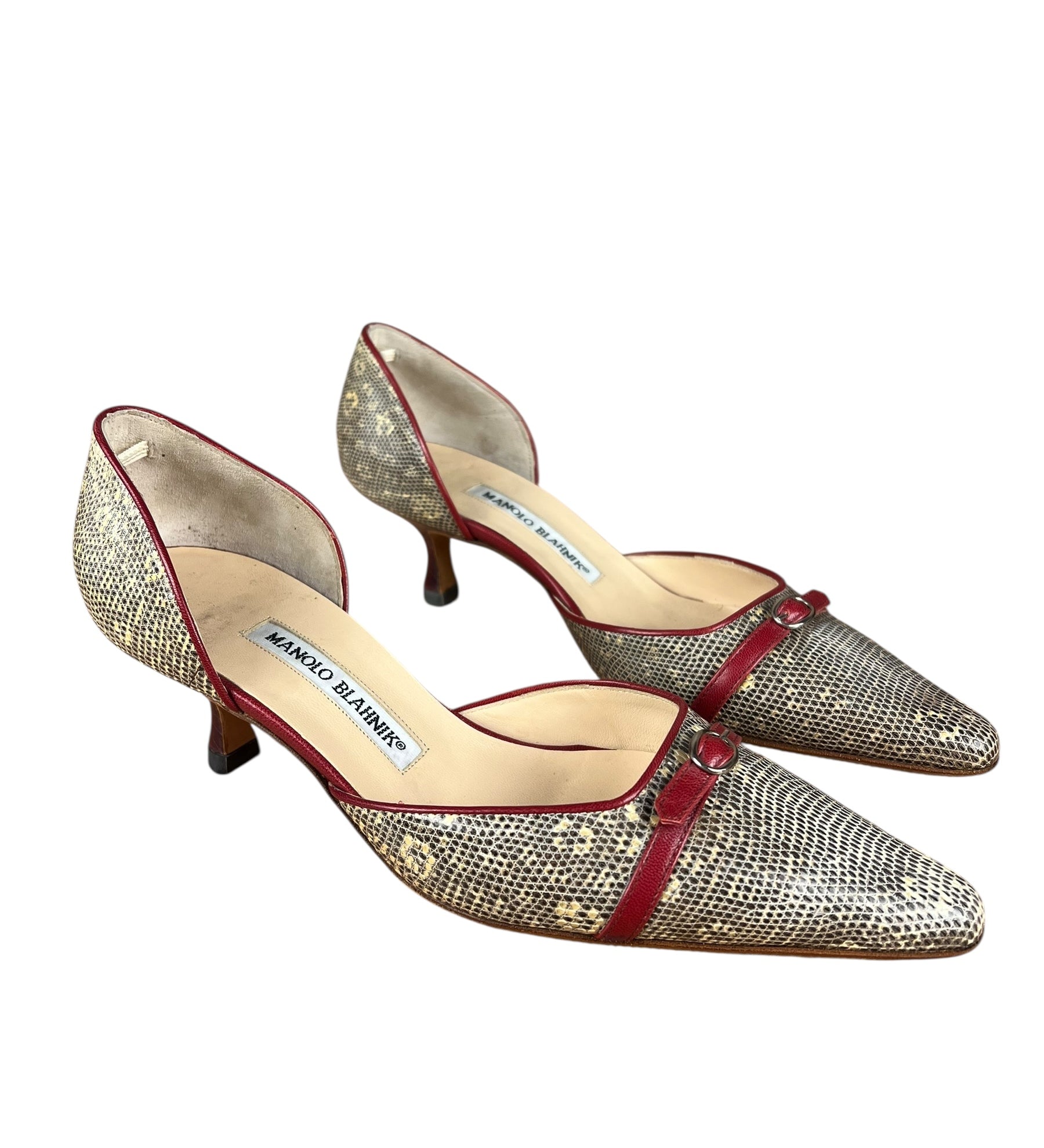 Manolo Blahnik Lizard Skin Kitten Heels