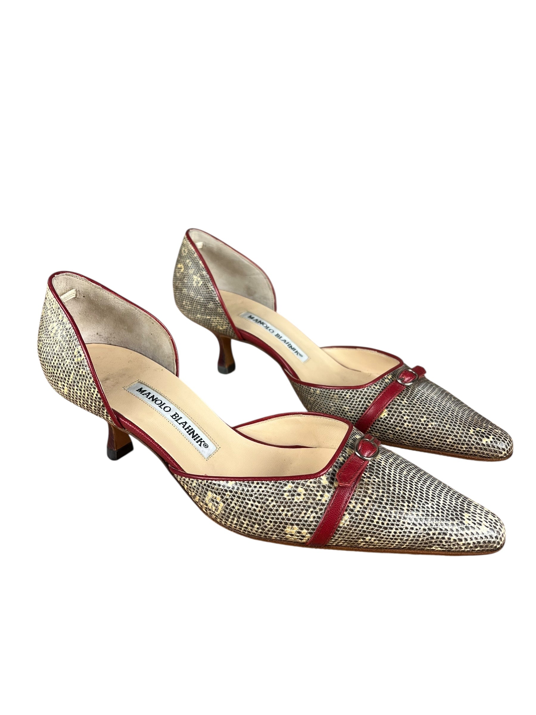 Manolo Blahnik Lizard Skin Kitten Heels