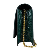 Alexander McQueen Green Croc Embossed Skull Bag