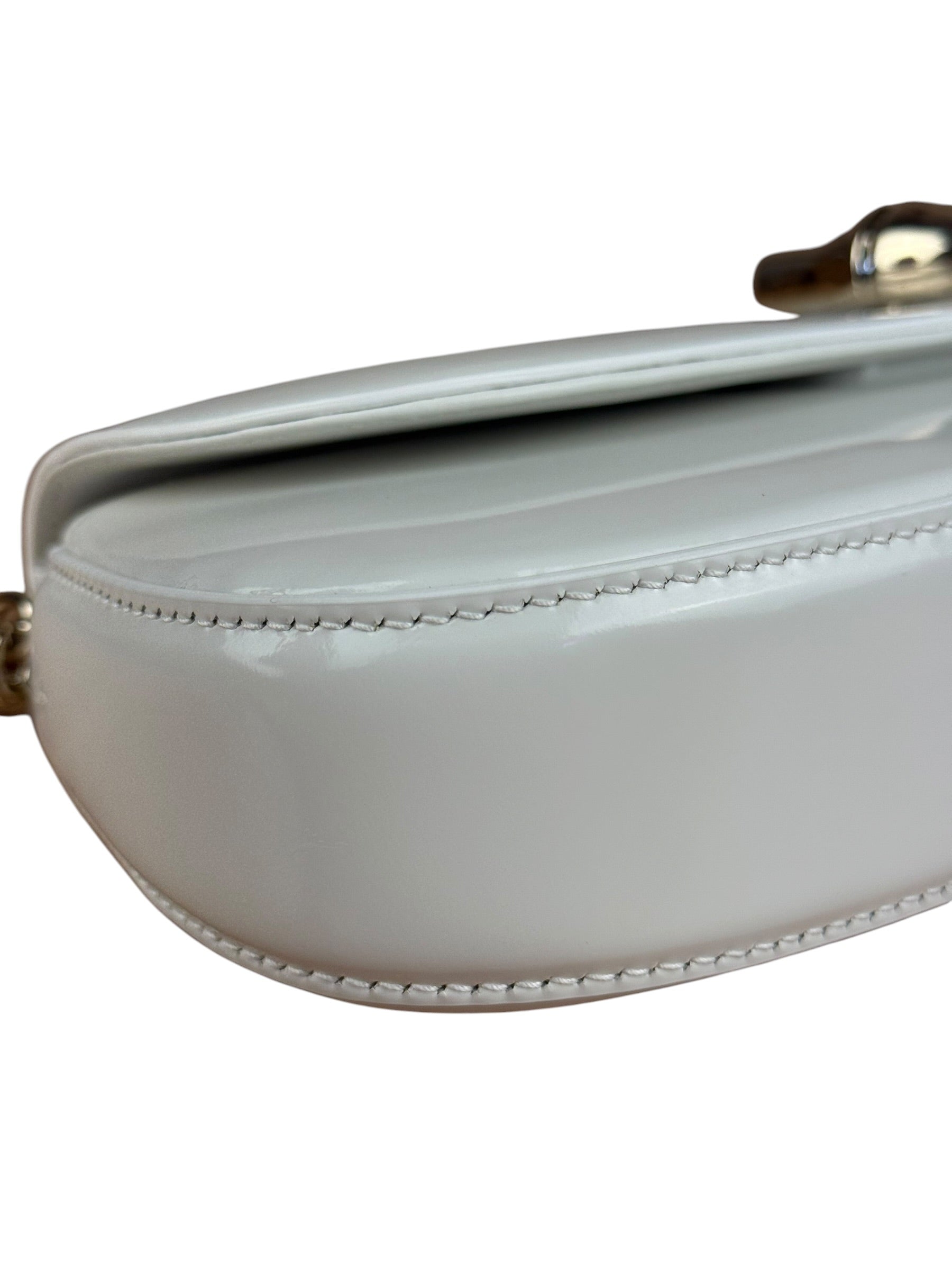Gucci White Leather Bamboo Night Small Clutch/Pochette