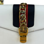 Gucci White Leather Sylvie Chain Shoulder Bag