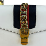 Gucci White Leather Sylvie Chain Shoulder Bag