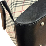 Burberry Black/Beige Saffiano Leather Trim Nova Check Hobo Bag