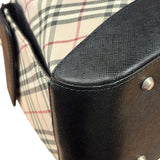 Burberry Black/Beige Saffiano Leather Trim Nova Check Hobo Bag