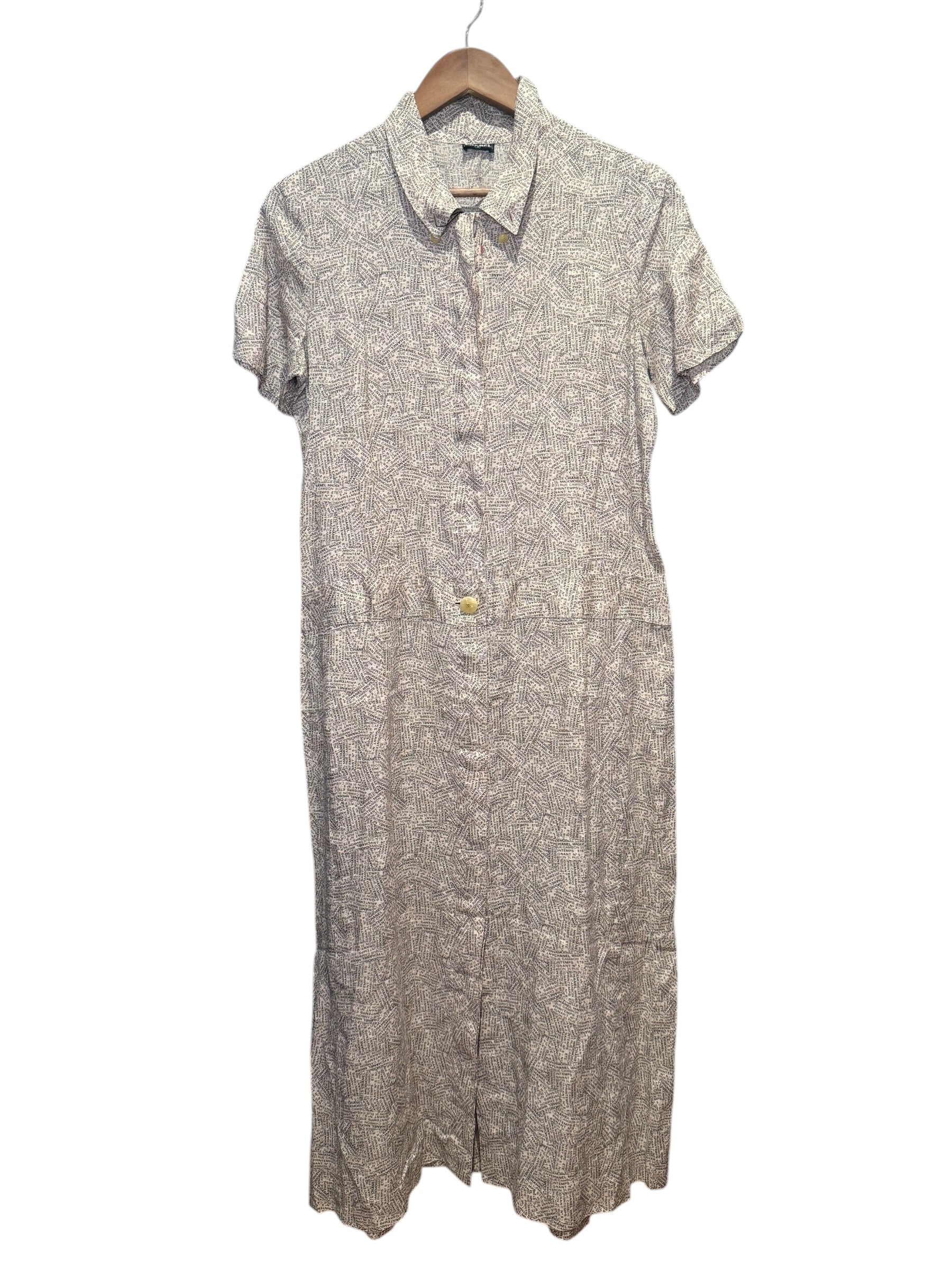 Chanel Newspaper Print Button Up Dress
