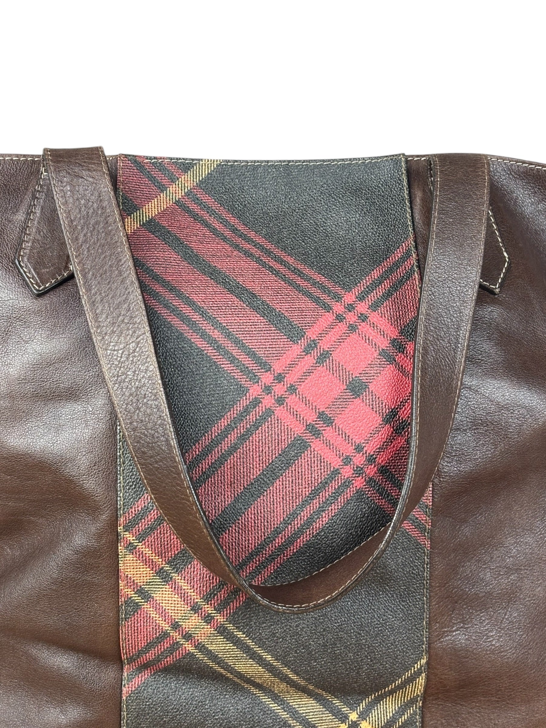 Vivienne Westwood Brown Leather Tartan Shoulder/Tote Bag