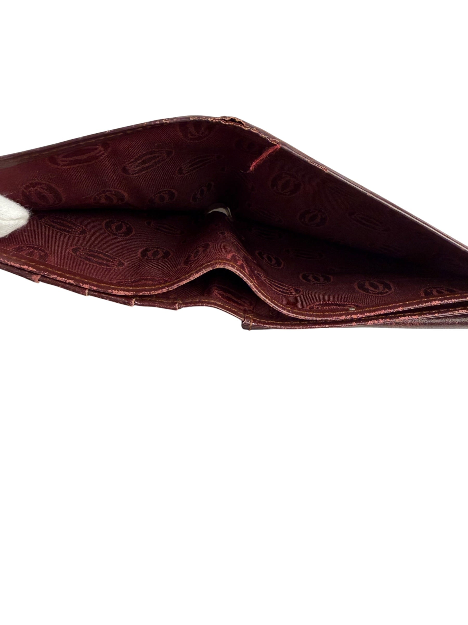 Cartier Vintage Bordeaux Burgundy Leather Bifold Wallet