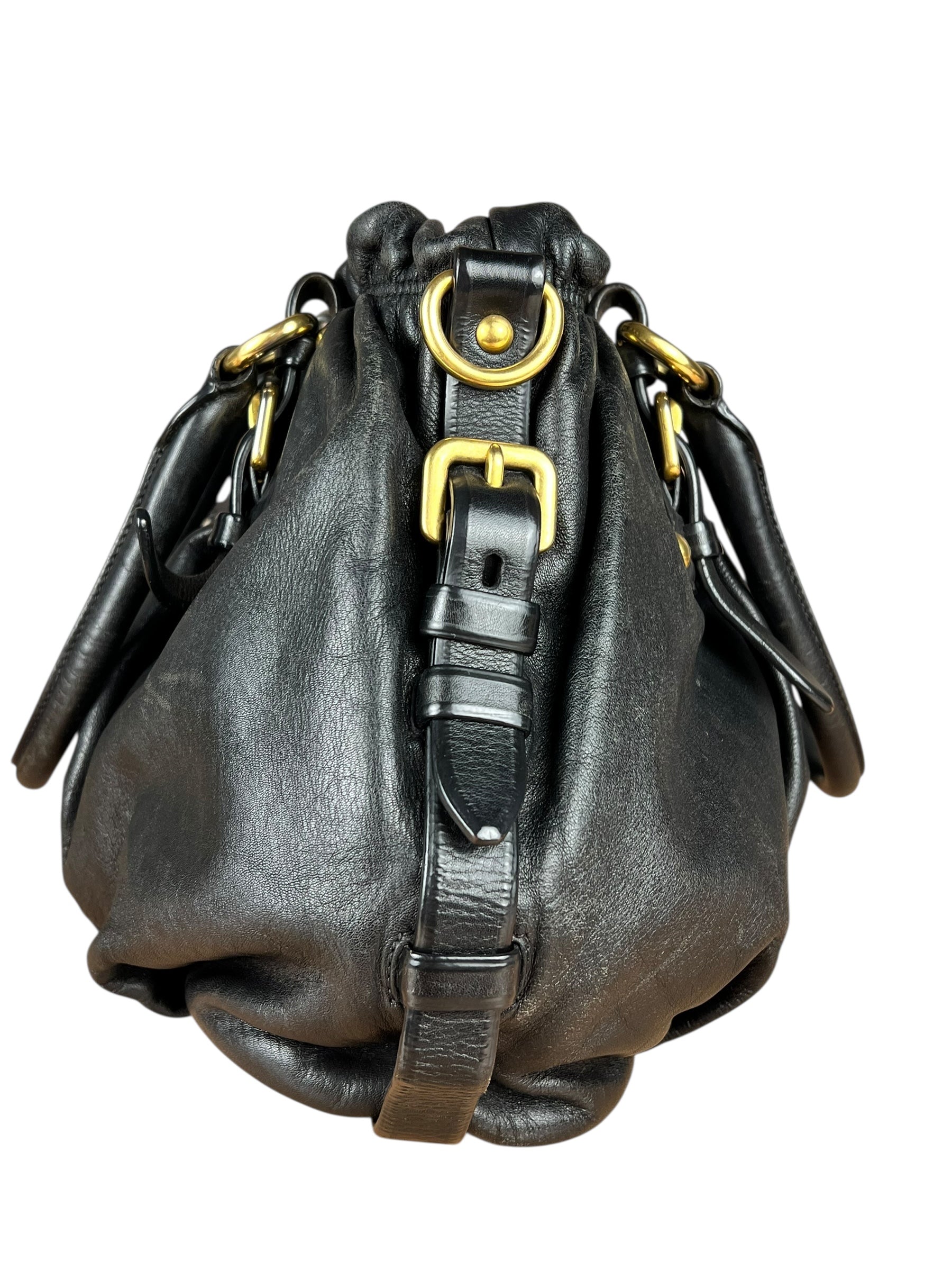 Prada Black Leather Vitello Daino Handbag