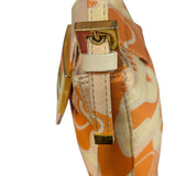 Fendi Orange Leather Trim/Satin Swirl Print Mini Baguette