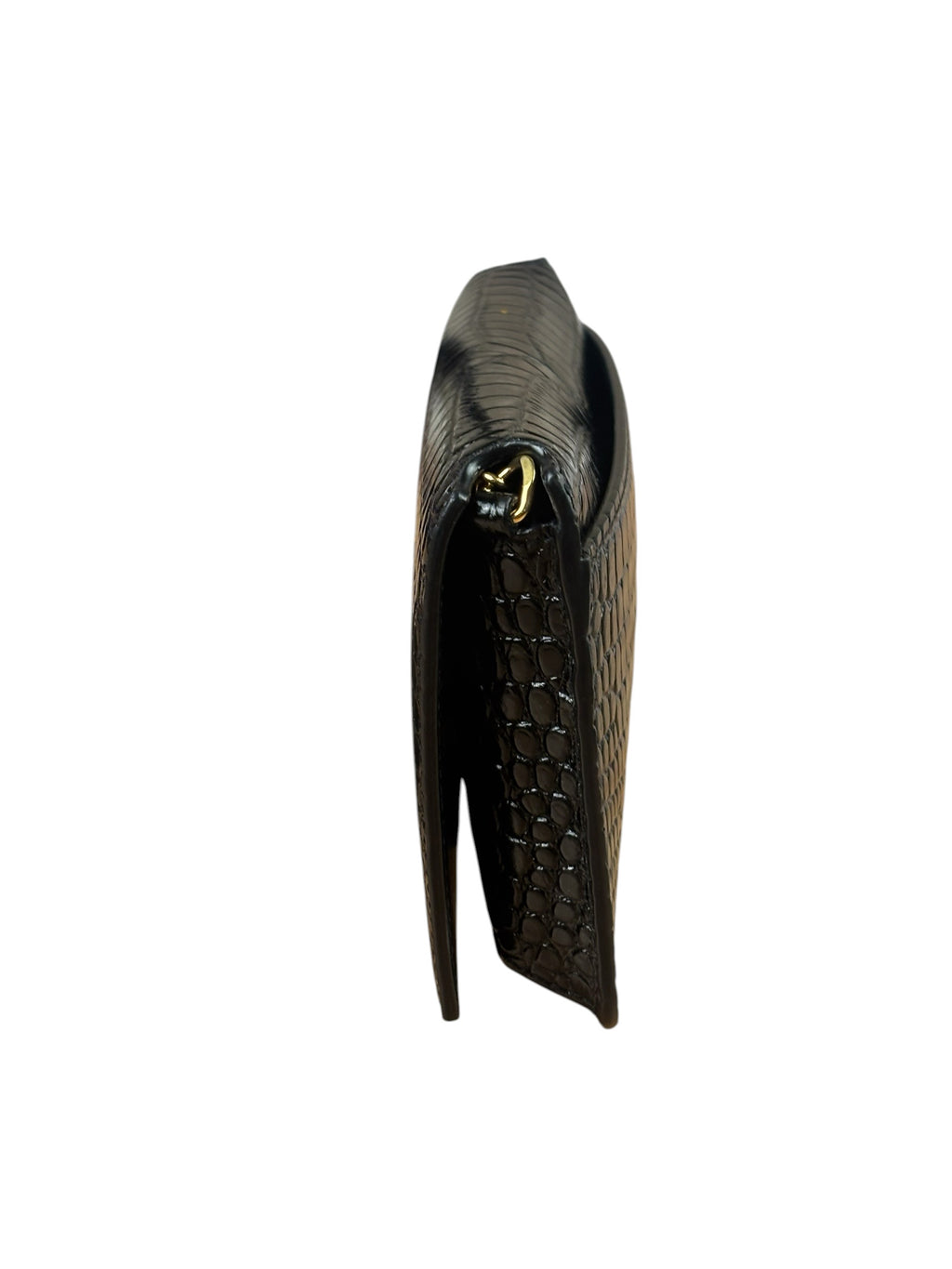 YSL Black Cocco Embossed Leather Print Phone Holder