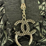 Chanel Black CC Jacquard Chain Silver Metallic Bowler Handbag 2005