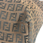 Fendi FF Vintage Brown Zucca Print Zip Shoulder Tote