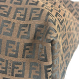 Fendi FF Vintage Brown Zucca Print Zip Shoulder Tote