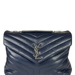 Yves Saint Laurent Navy Blue LouLou Medium Shoulder Bag