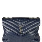 Yves Saint Laurent Navy Blue LouLou Medium Shoulder Bag