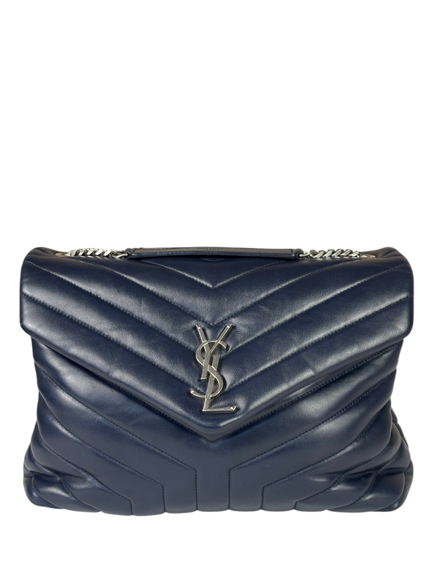 Yves Saint Laurent Navy Blue LouLou Medium Shoulder Bag