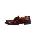 Gucci Burgundy Leather Double G Logo Loafers