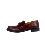 Gucci Burgundy Leather Double G Logo Loafers