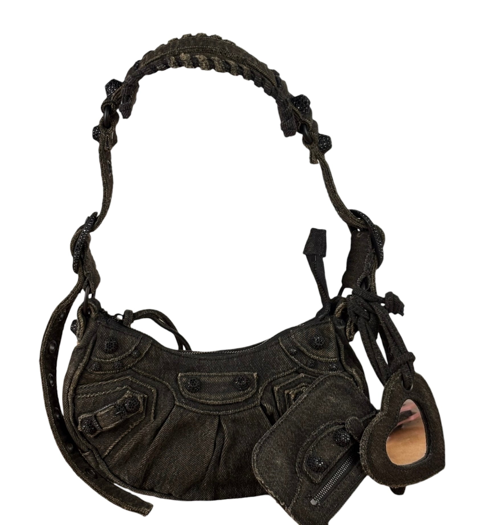 Balenciaga Black Denim Le Cagole XS Shoulder Bag