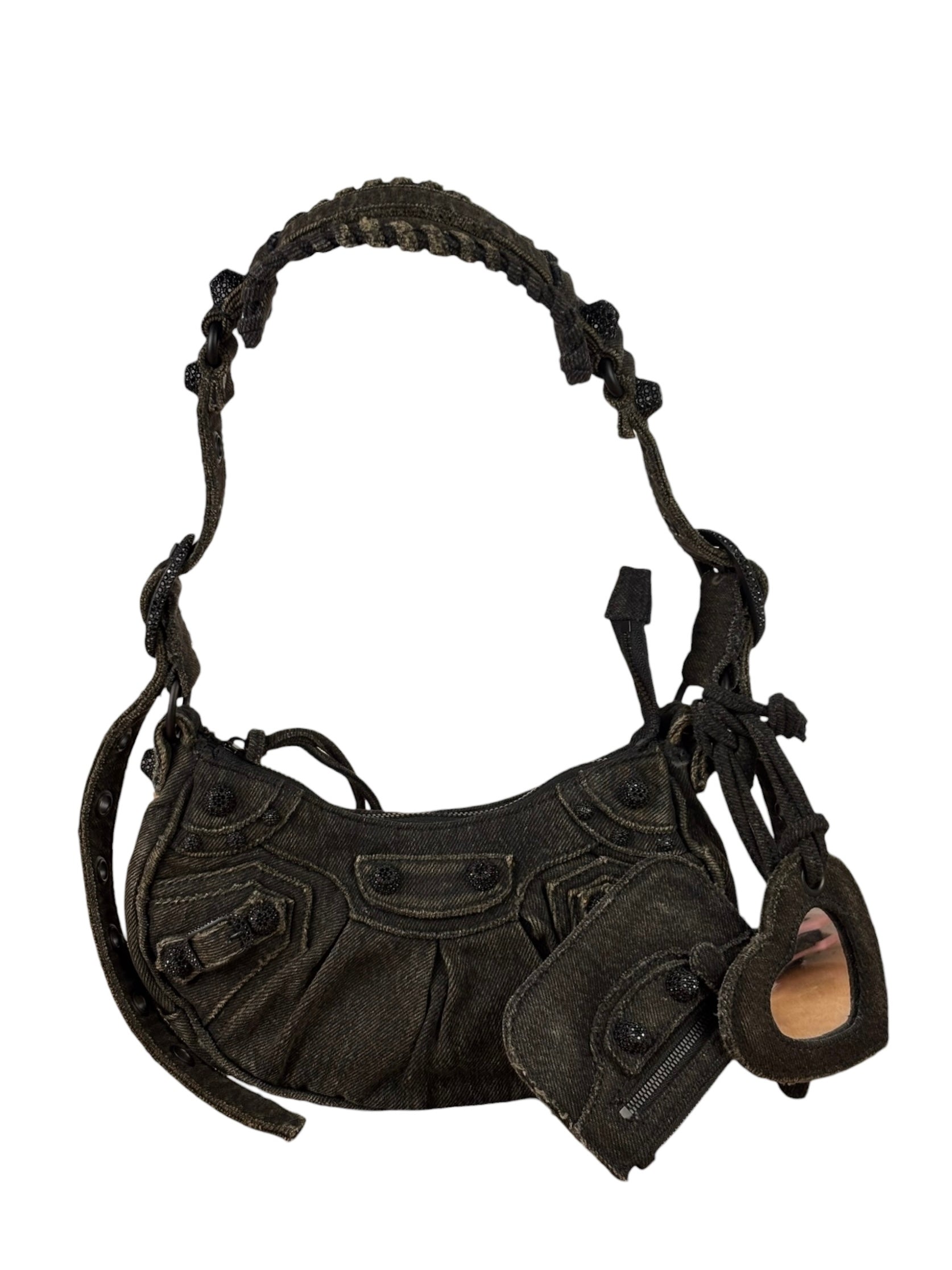 Balenciaga Black Denim Le Cagole XS Shoulder Bag
