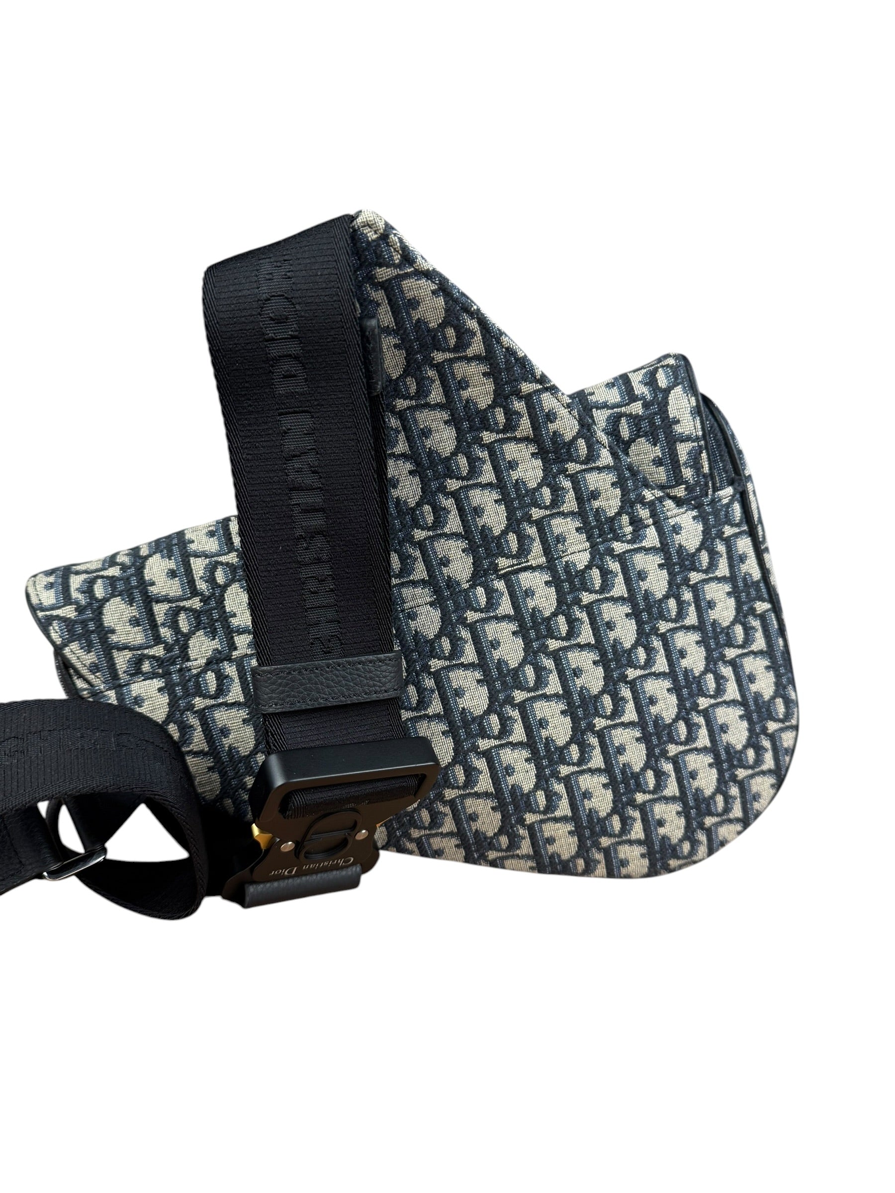 Christian Dior Navy Oblique Saddle Crossbody Bag