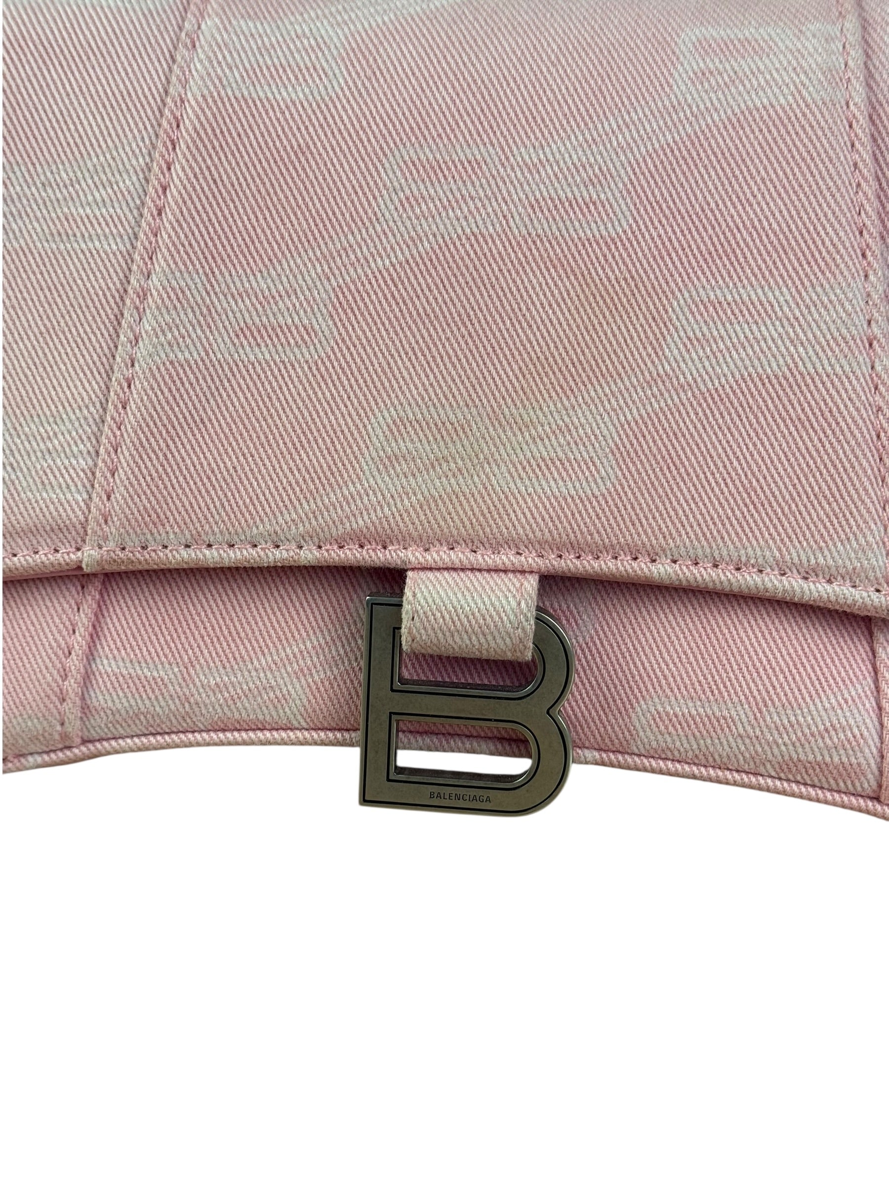 Balenciaga Pink Denim Small Hourglass 2Way Handbag