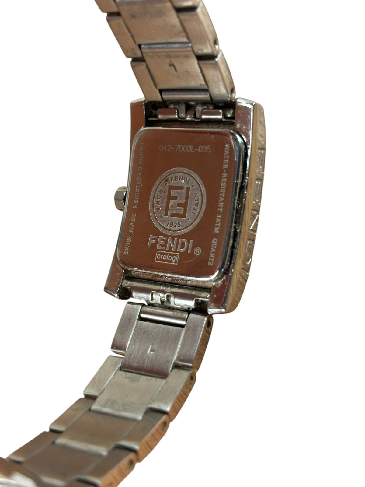 Fendi 7000L Black Dial Tank Stainless Steel Band
