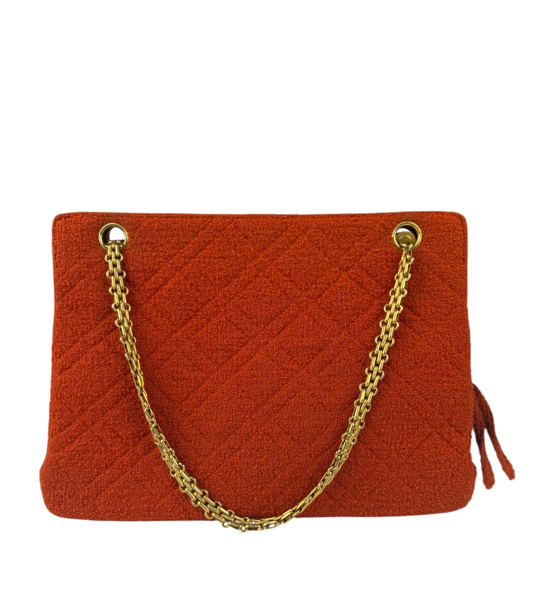 Chanel Vintage Red Quilted Tweed Shoulder Bag 1994