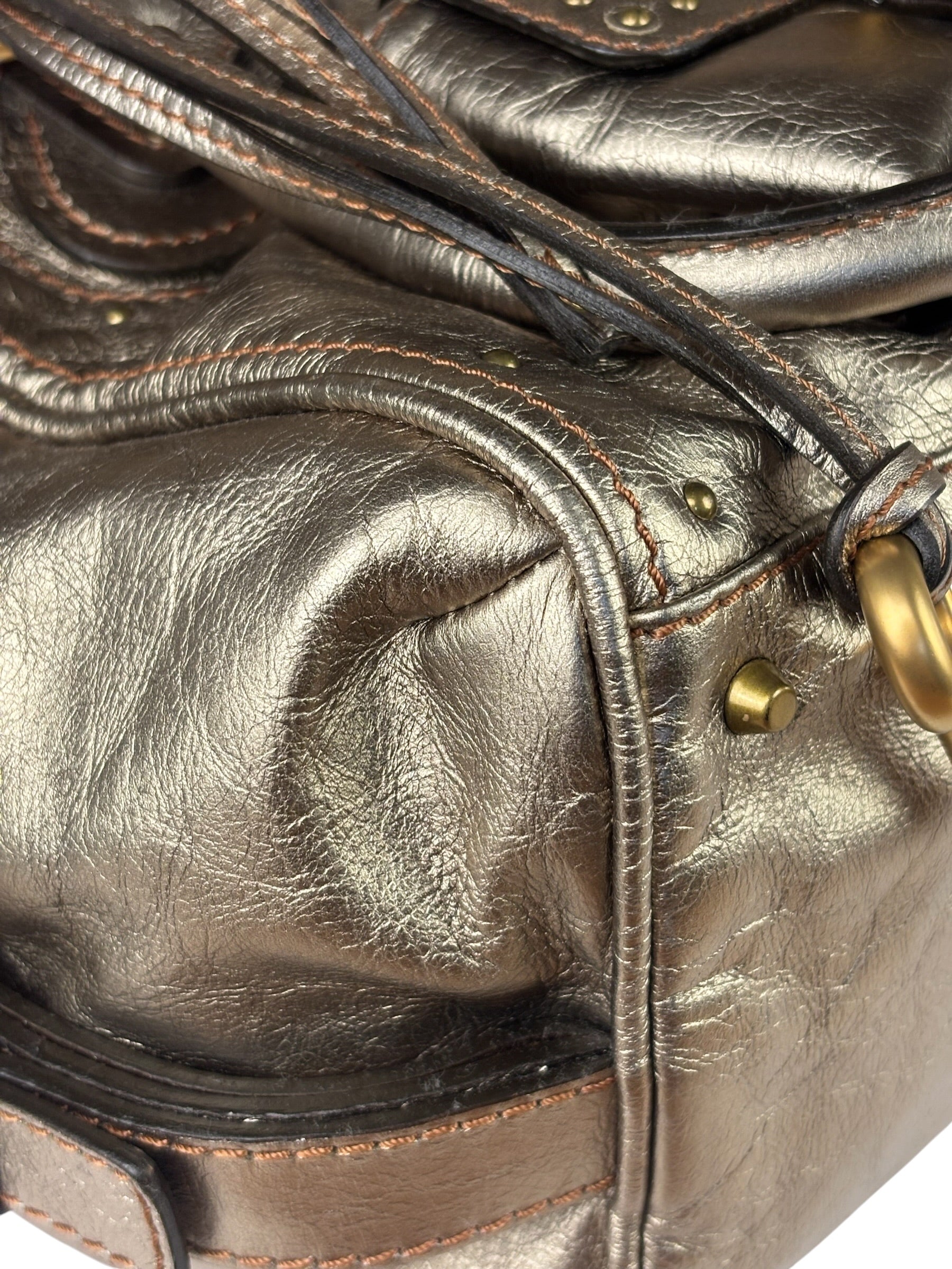 Chloe Metallic Gold Leather Paddington Handbag