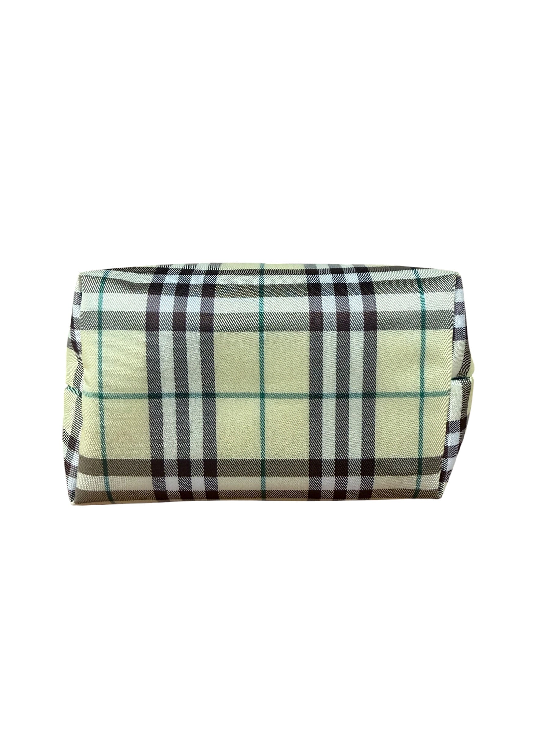 Burberry Multicolor Leather Trim House Check Top-Handle Pouch