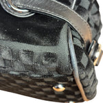 Chanel Black Velvet Leather Trim Kiss-Lock Two-Way Bag 2006