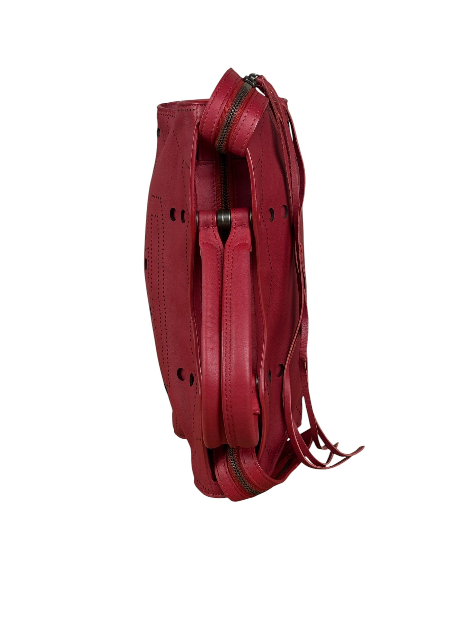 Balenciaga Red Leather Blackout City Two-Way Bag