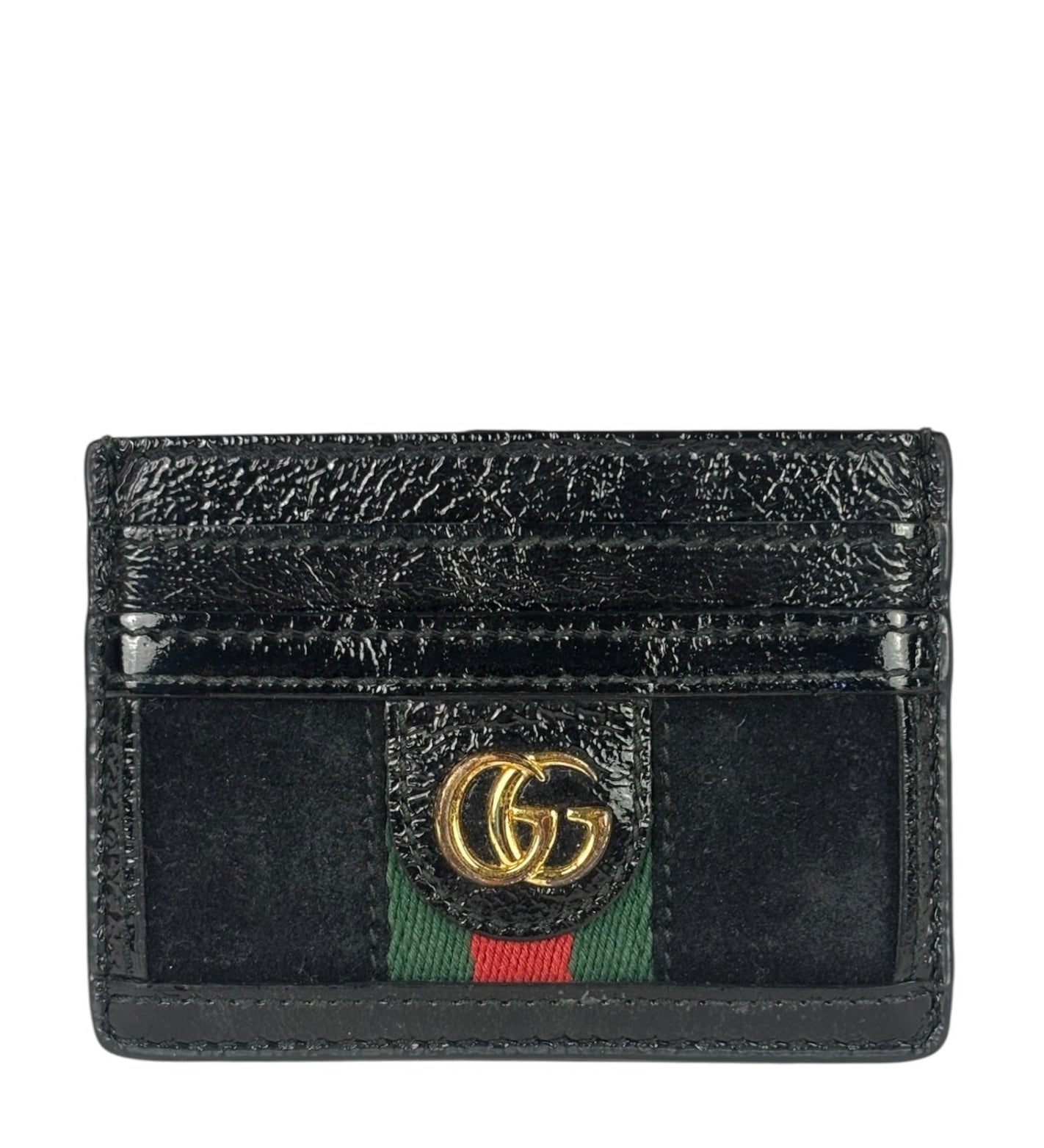 Gucci Black Patent Leather Ophidia Card Case