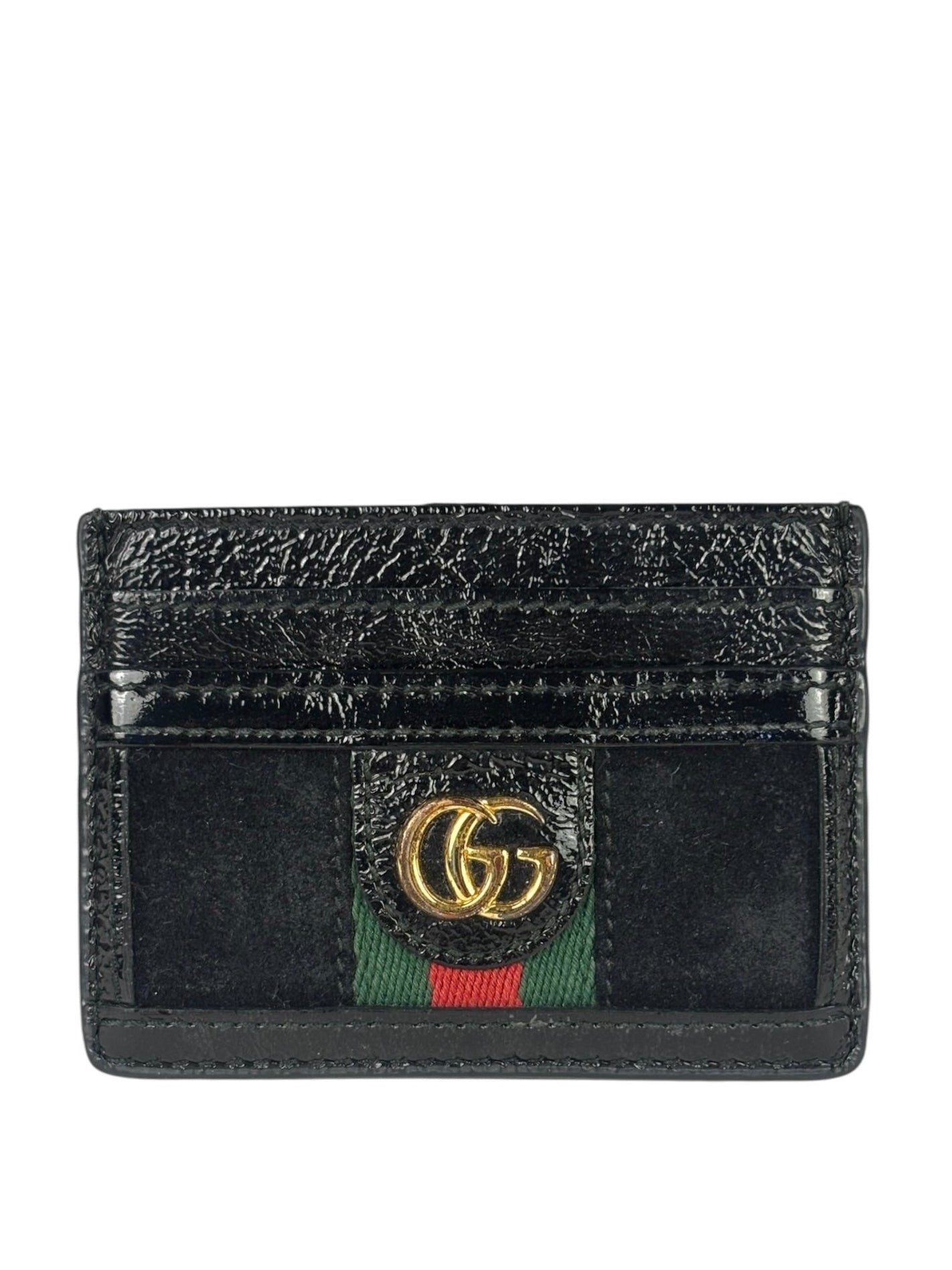Gucci Black Patent Leather Ophidia Card Case