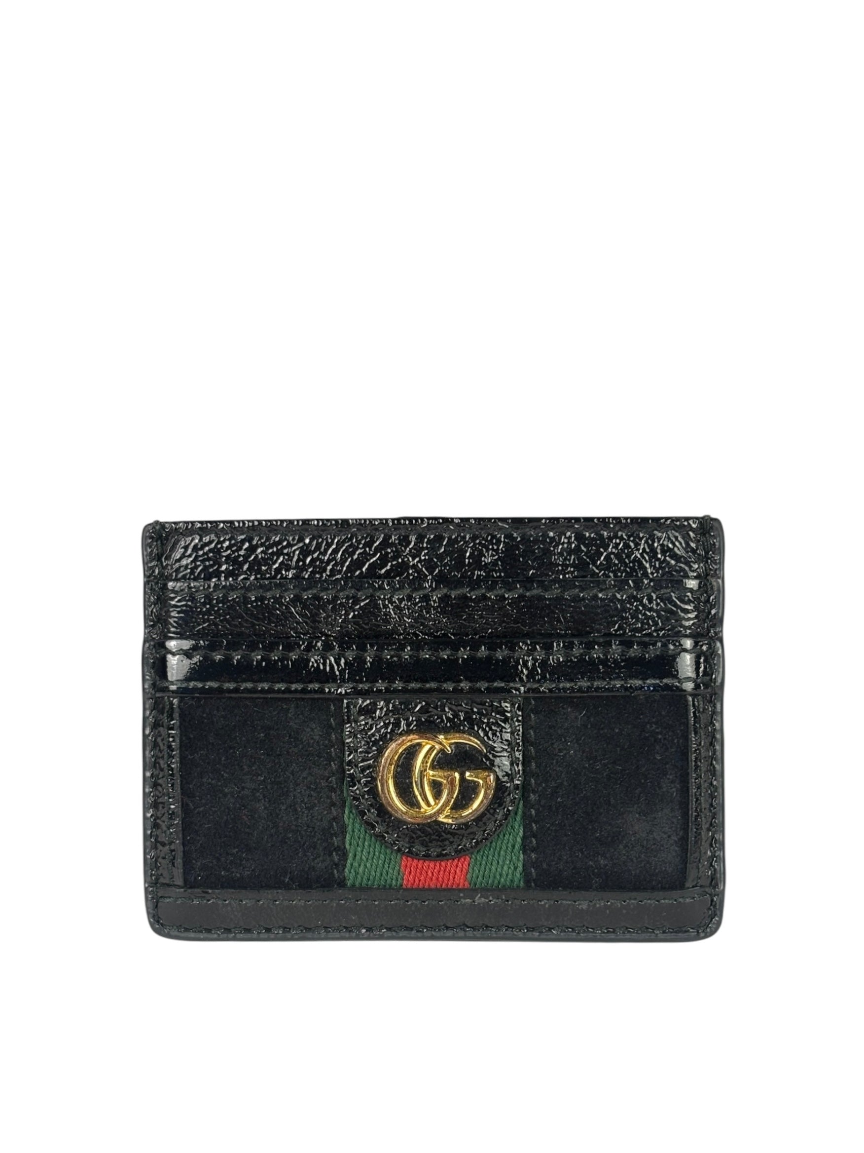 Gucci Black Patent Leather Ophidia Card Case