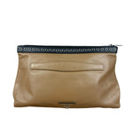Prada Vintage Camel Leather Embroidery Clutch