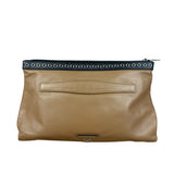 Prada Vintage Camel Leather Embroidery Clutch