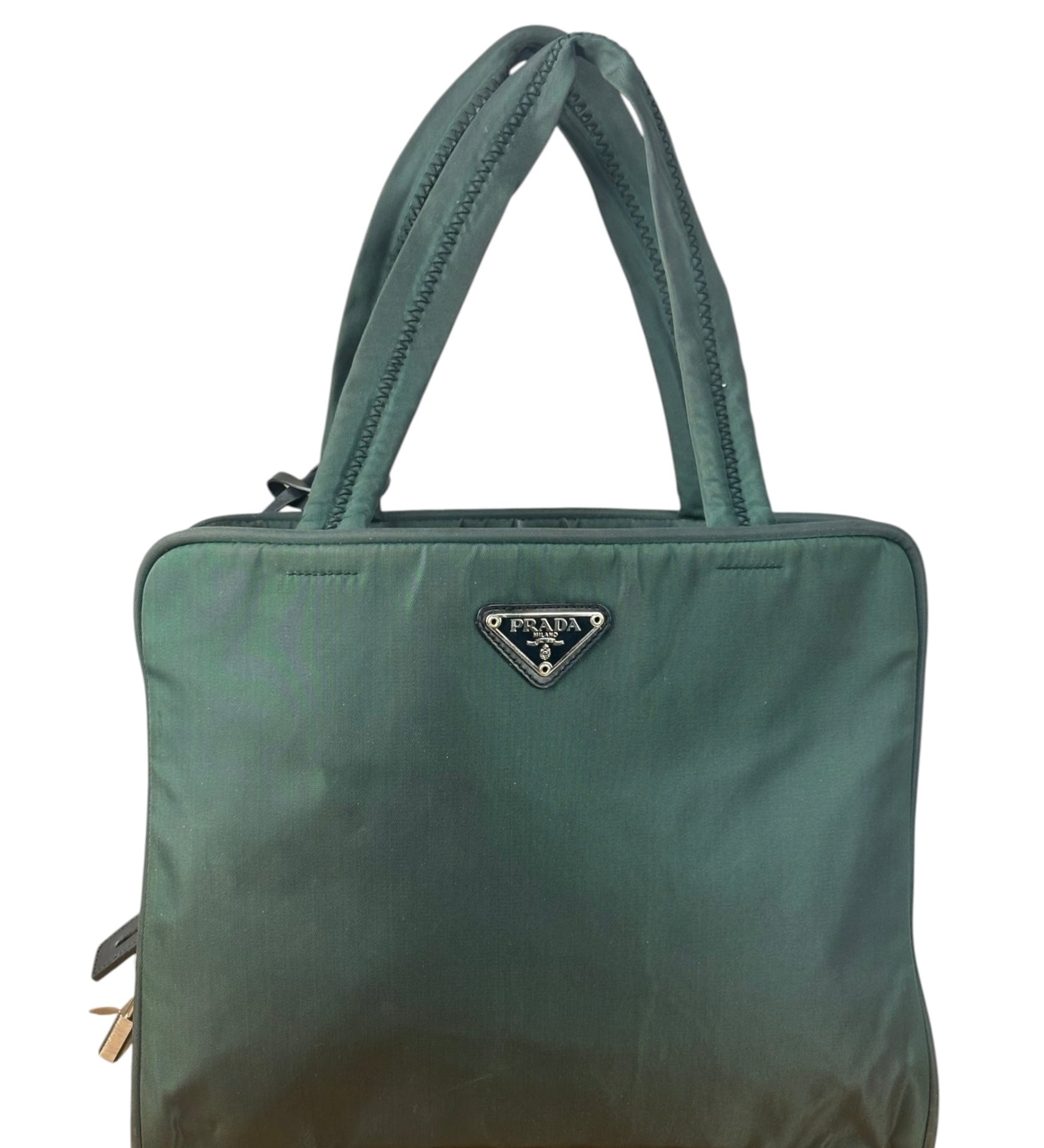 Prada Green Tessuto Cloth Hand Bag