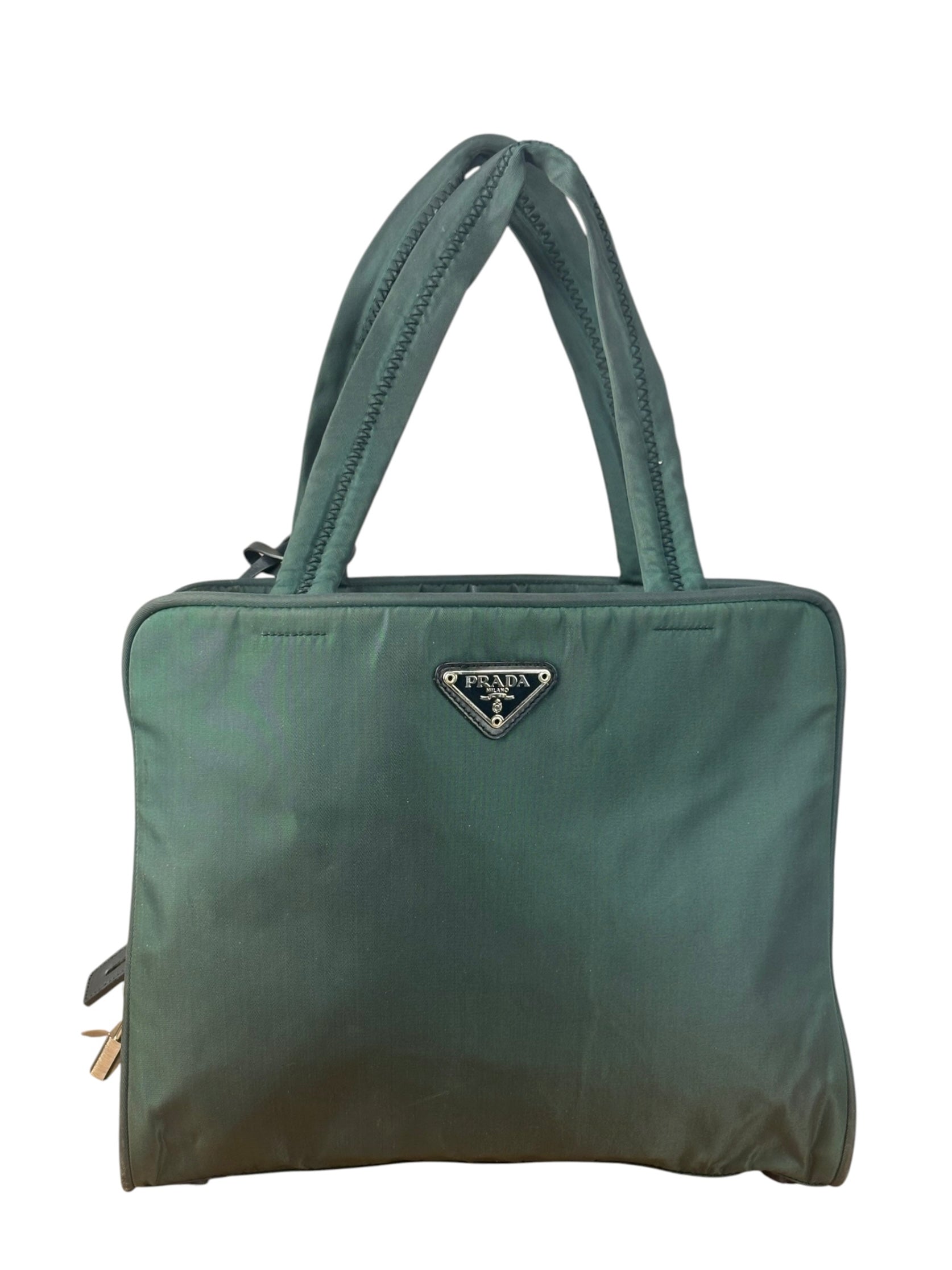 Prada Green Tessuto Cloth Hand Bag