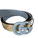 Gucci Belt GG Supreme White with Blue Buckle