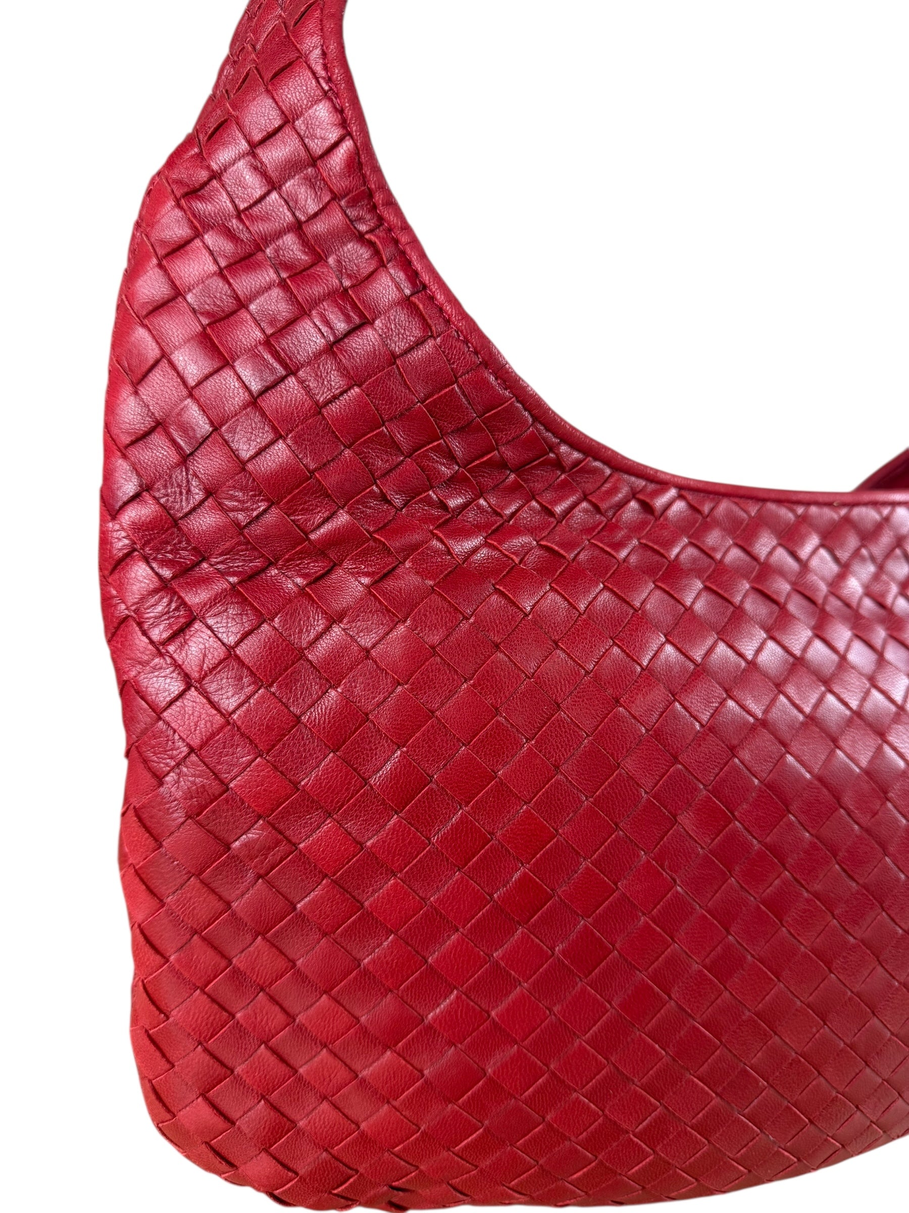 Bottega Veneta Vintage Red Intrecciato Hobo Bag