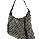 Gucci Black Leather Trim GG Supreme Hobo Bag