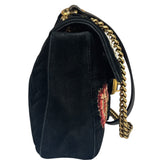 Gucci Black Velvet Marmont Floral Embroidered Shoulder Bag