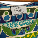 Prada Blue Lagoon Print Mid Length Dress